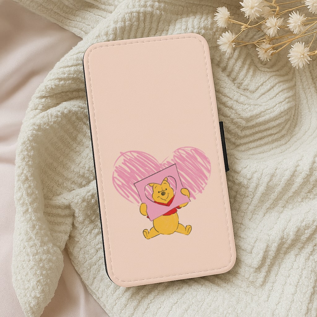 Pooh Heart Drawing Valentine's Wallet Phone Case