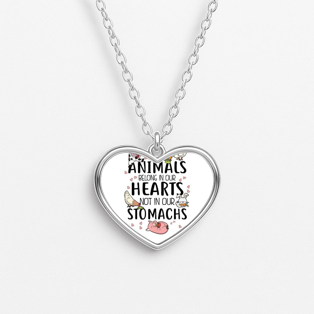 Animals Belong In Our Hearts - Vegan Heart Necklace