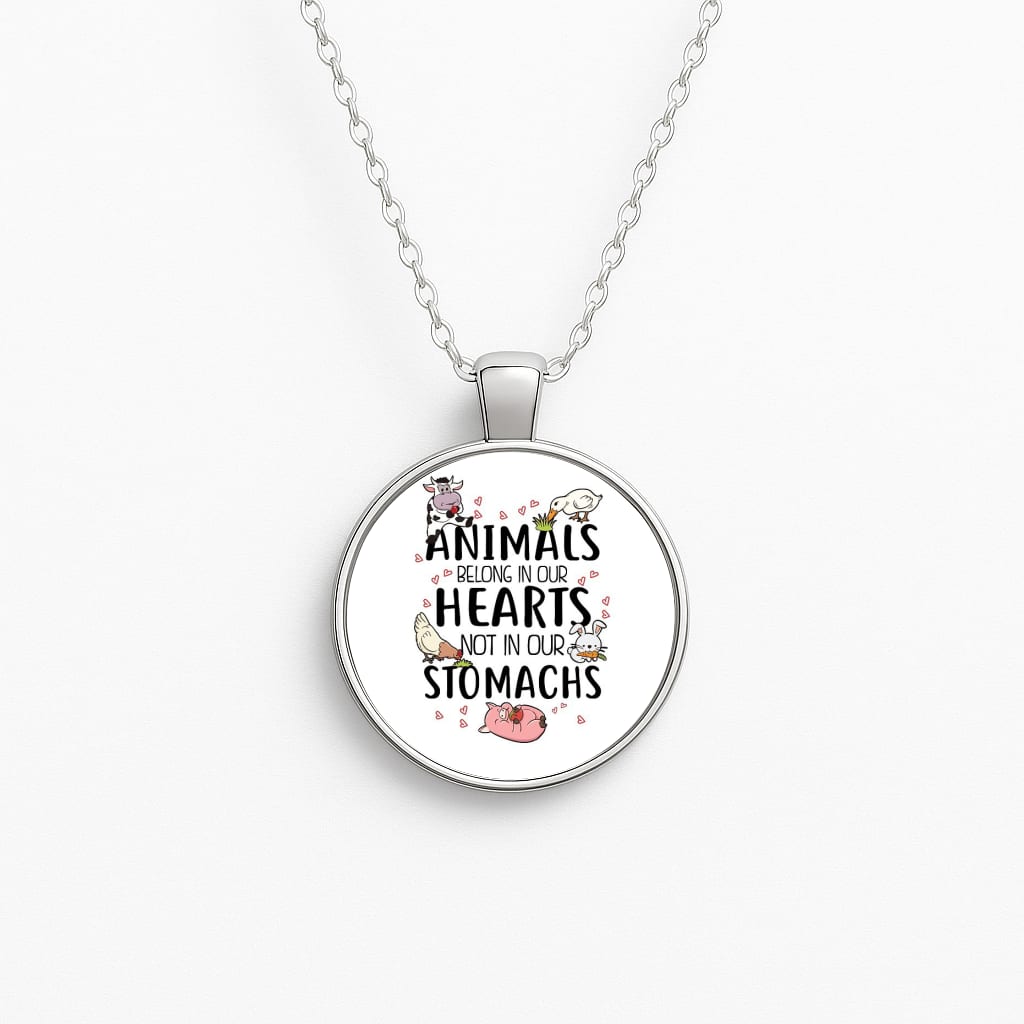 Animals Belong In Our Hearts - Vegan Circle Necklace