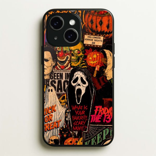 Horror Movie Sticker Collage Phone Case - iPhone 15 / Standard