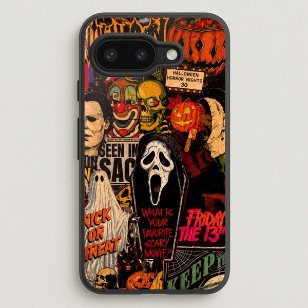 Horror Movie Sticker Collage Phone Case - Google Pixel 9a / Standard