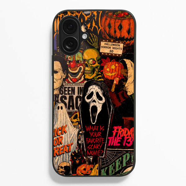 Horror Movie Sticker Collage Phone Case - iPhone 16 Plus / Standard