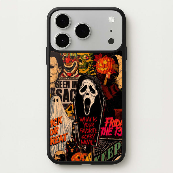Horror Movie Sticker Collage Phone Case - iPhone 17 Pro Max / Standard