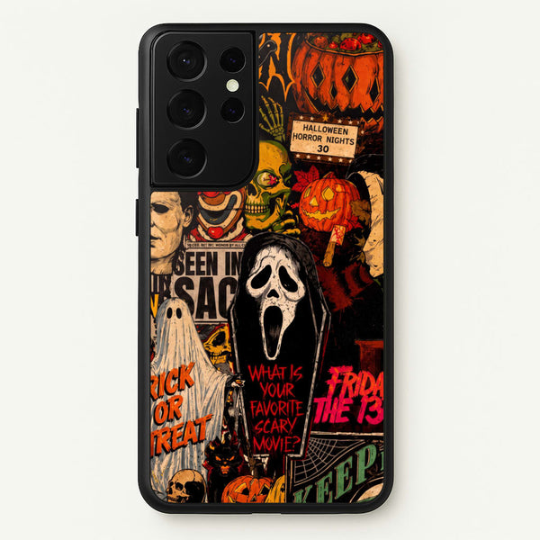 Horror Movie Sticker Collage Phone Case - Galaxy S21 Ultra / Standard