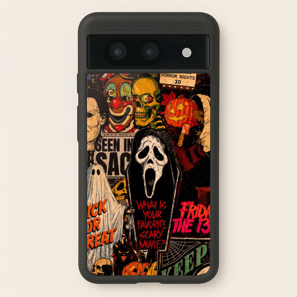 Horror Movie Sticker Collage Phone Case - Google Pixel 8a / Standard