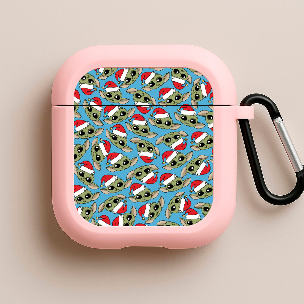 Baby Yoda Christmas Pattern Pink AirPods Case