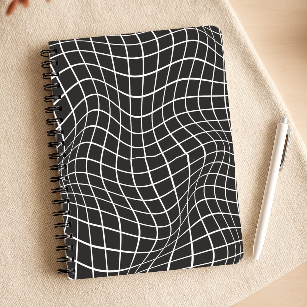 Black Wavy Grid Pattern Notepad