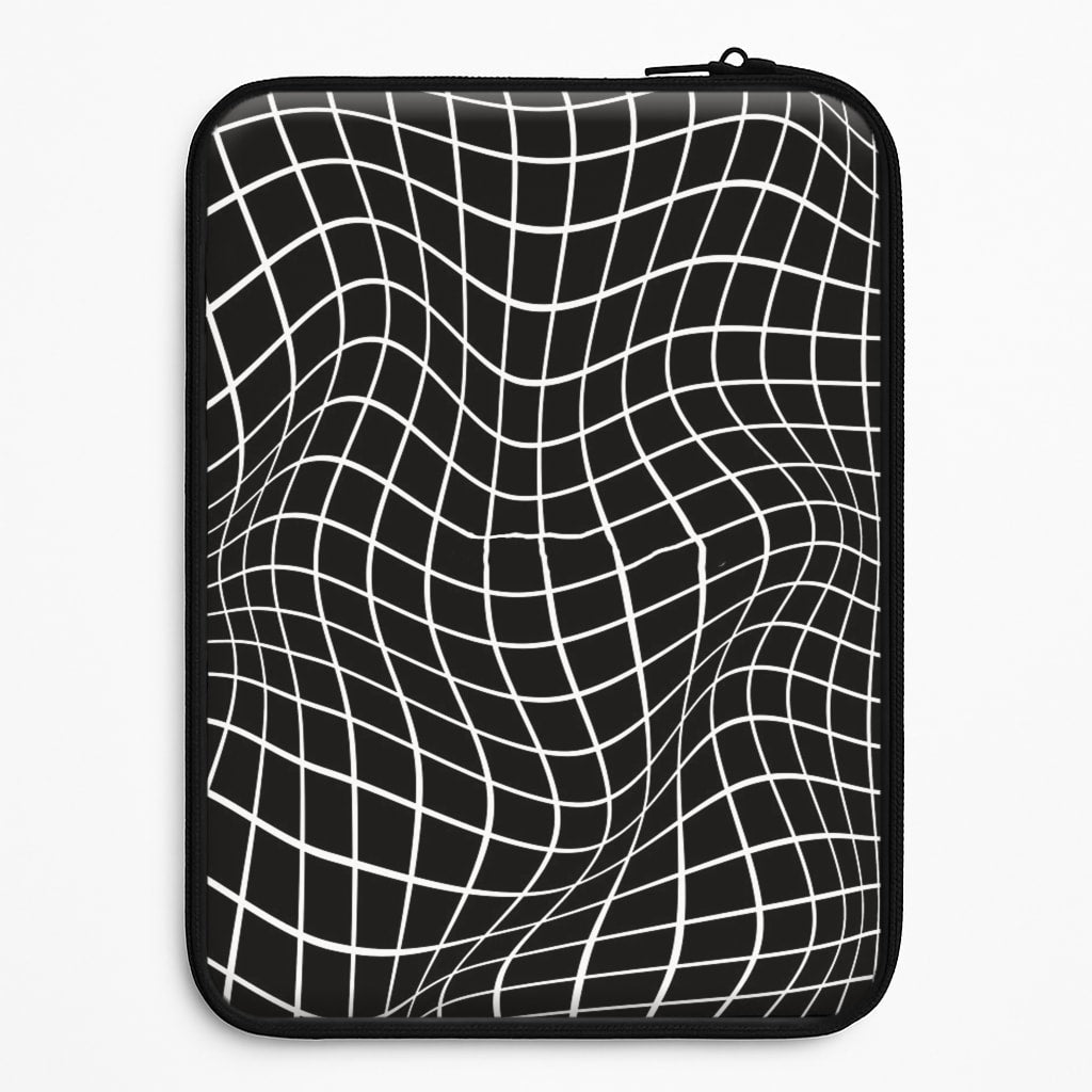 Black Wavy Grid Pattern Universal Laptop Sleeve