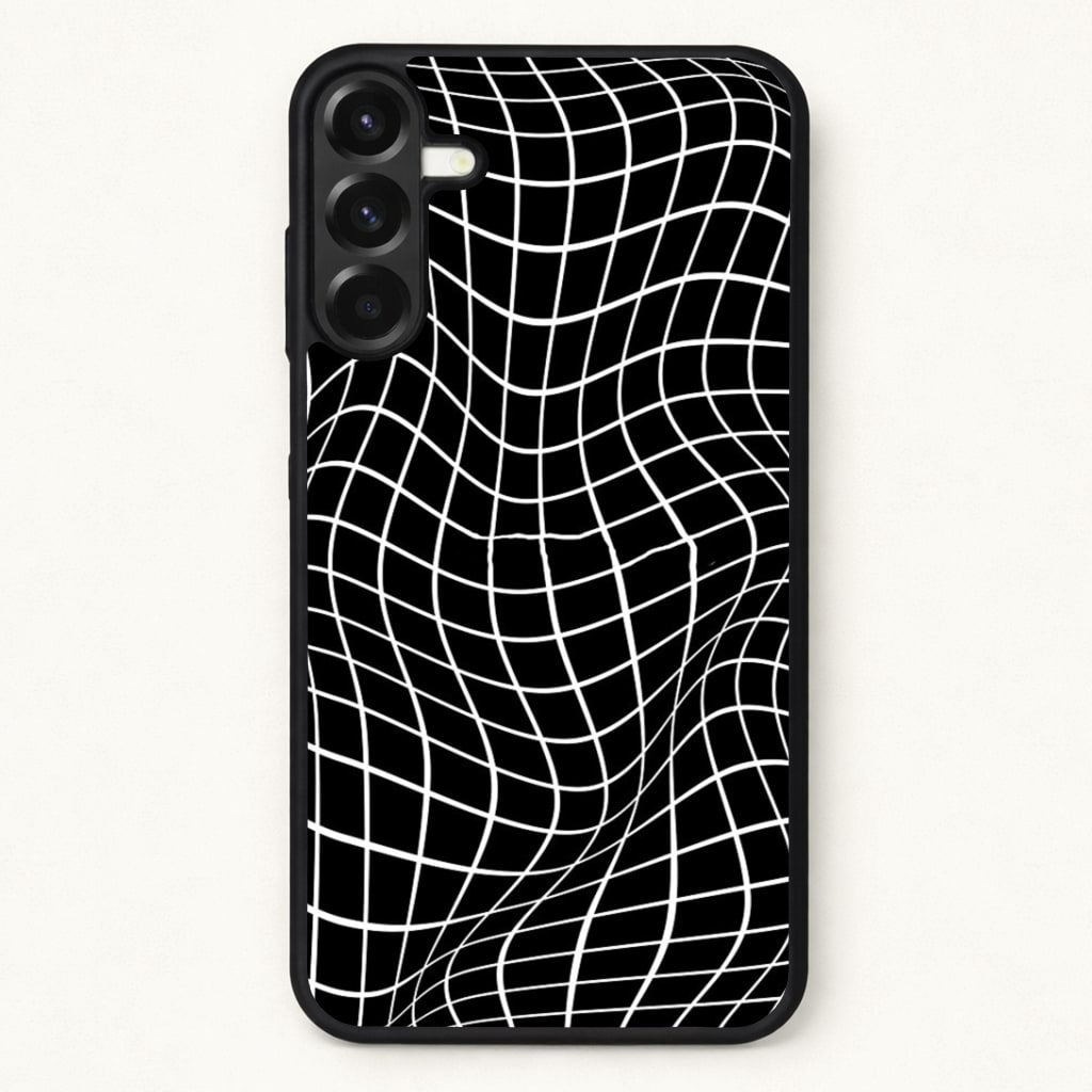 Black Wavy Grid Pattern Phone Case for Galaxy A17