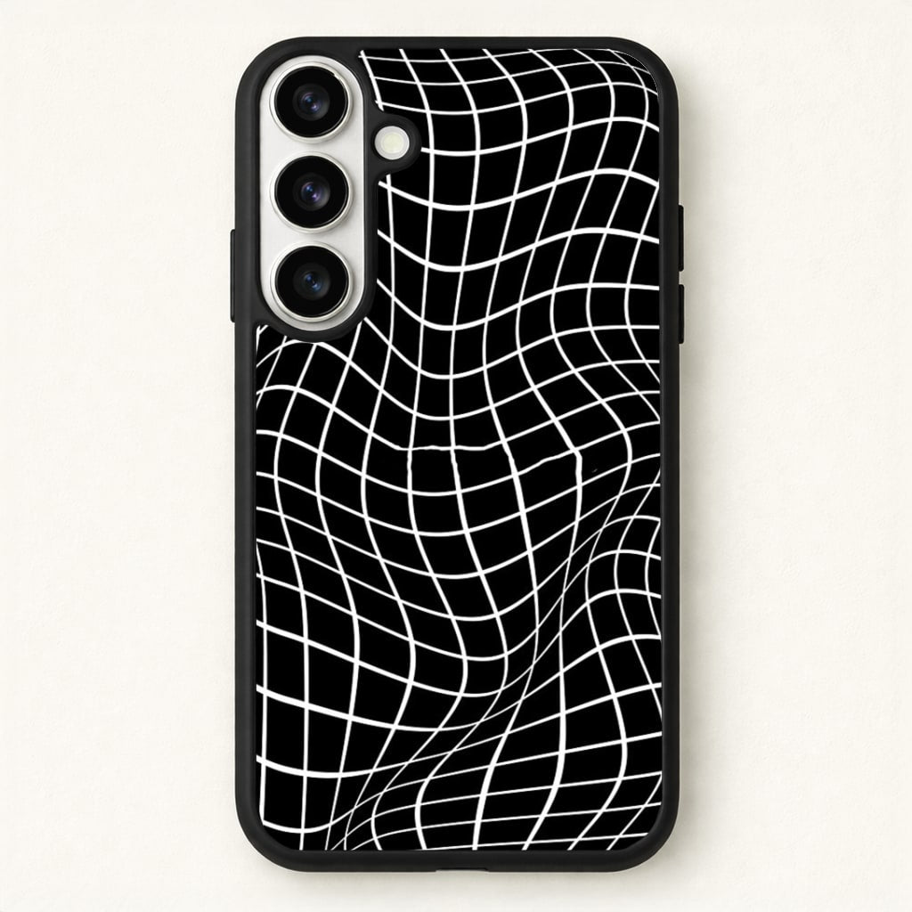 Black Wavy Grid Pattern Phone Case for Galaxy S26