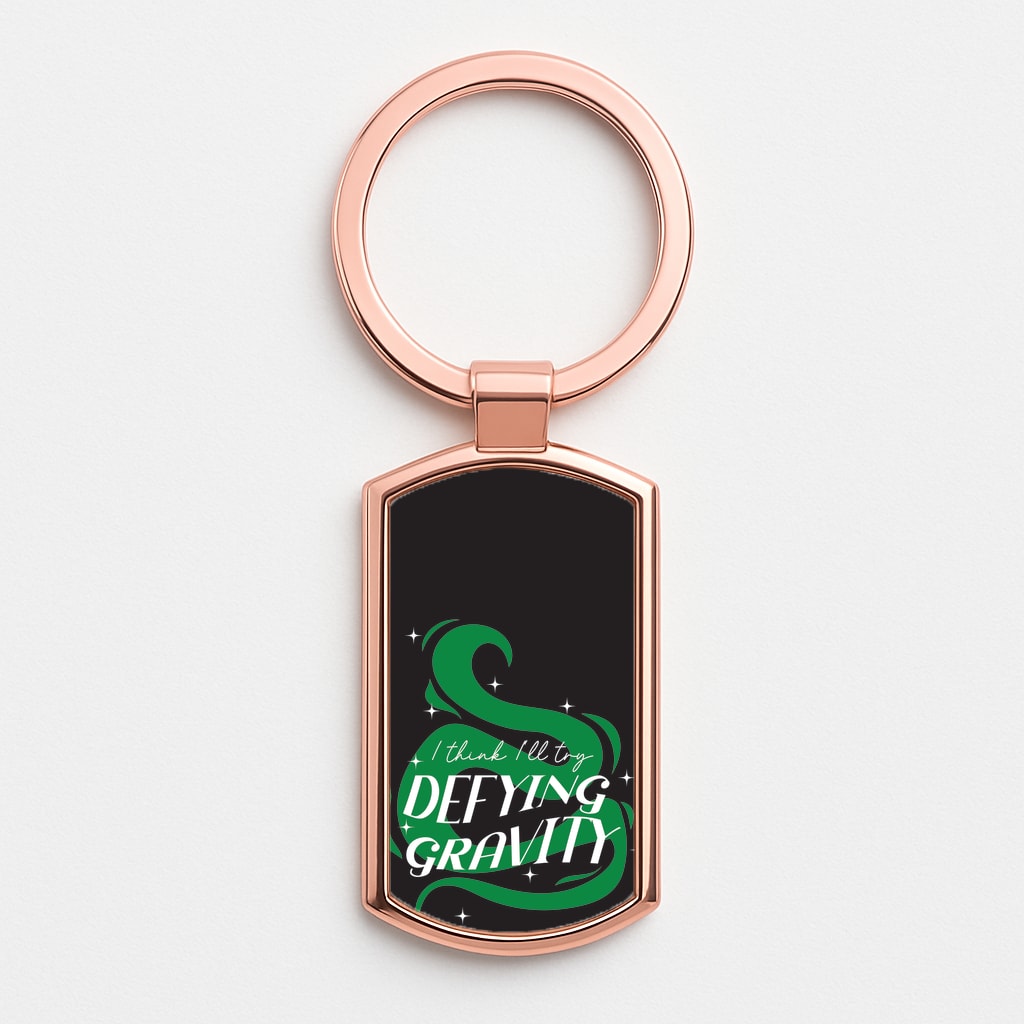 I Think I'll Try Defying Gravity Rose Gold Keyring