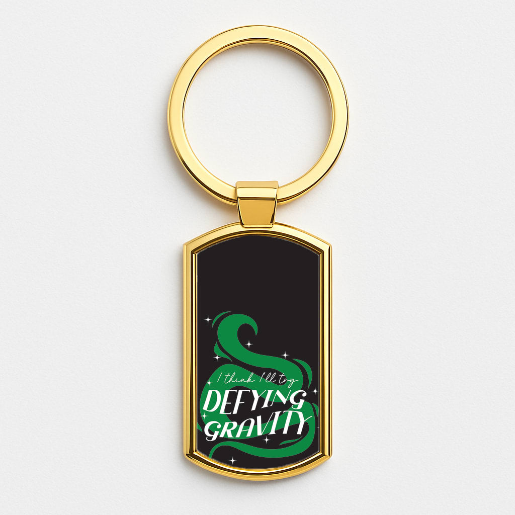 I Think I'll Try Defying Gravity Gold Keyring