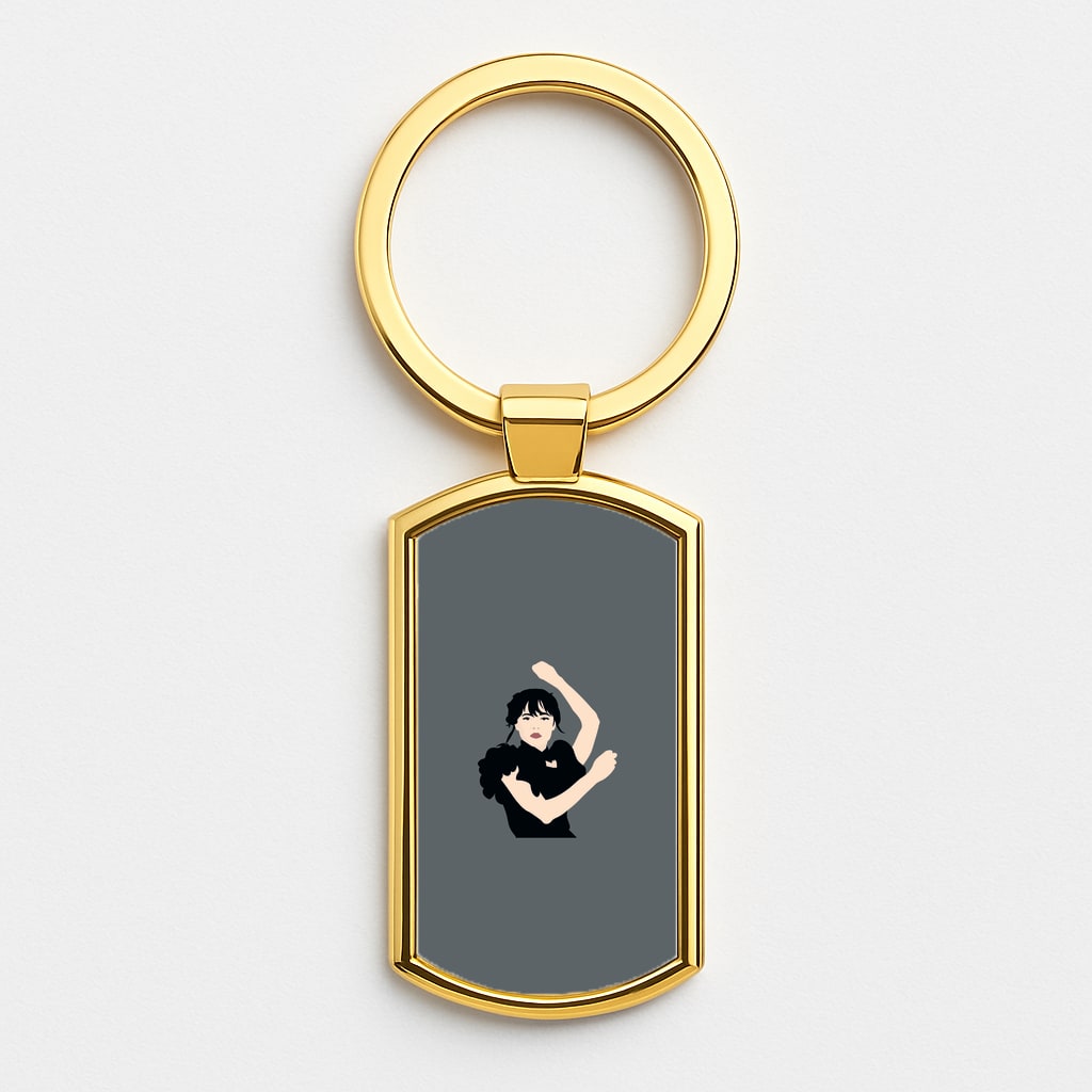 Dancing Wednesday Gold Keyring