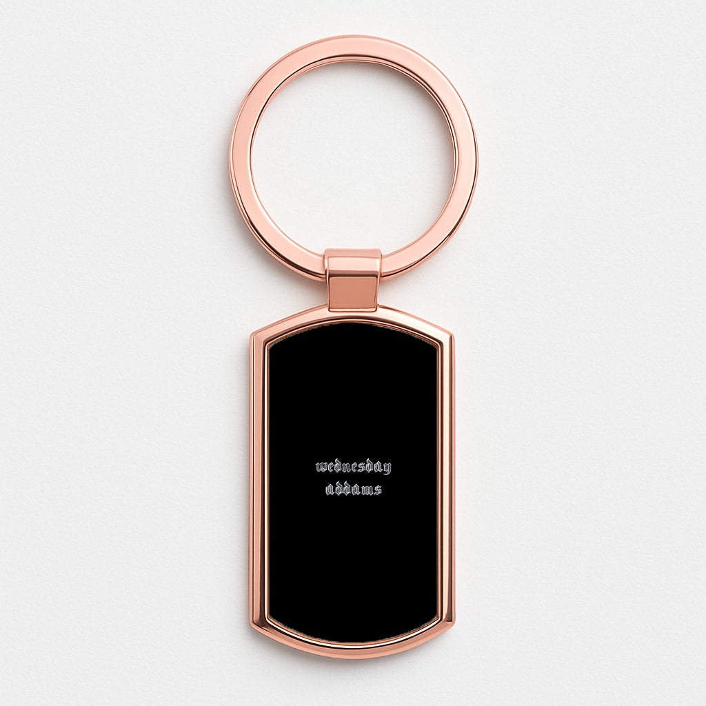Wednesday Typogrophy Rose Gold Keyring