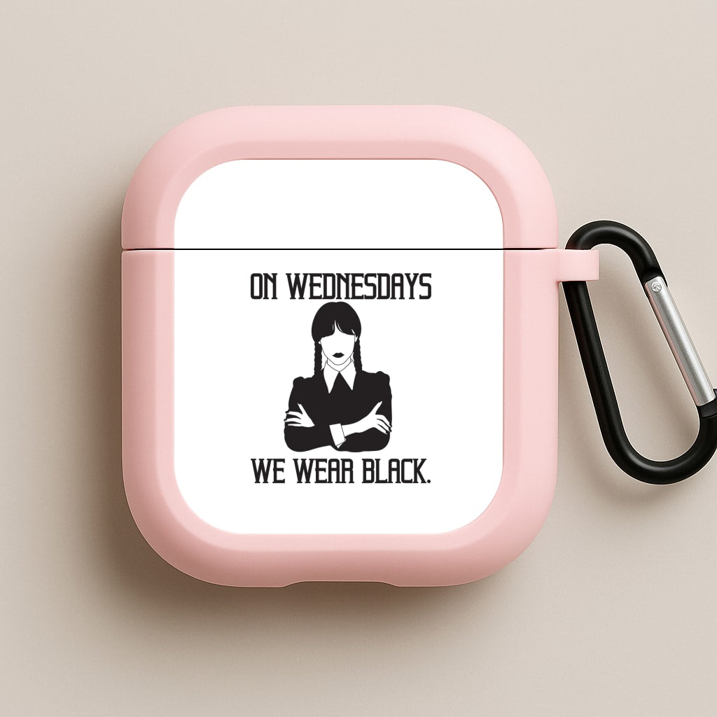 On Wednesdays We Wear Black Pink AirPods Case