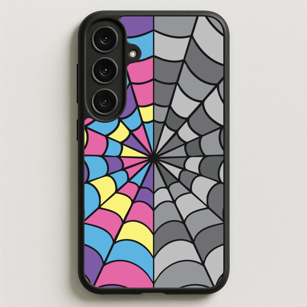 Colourful And Gray Spiderweb Phone Case for Galaxy S25FE