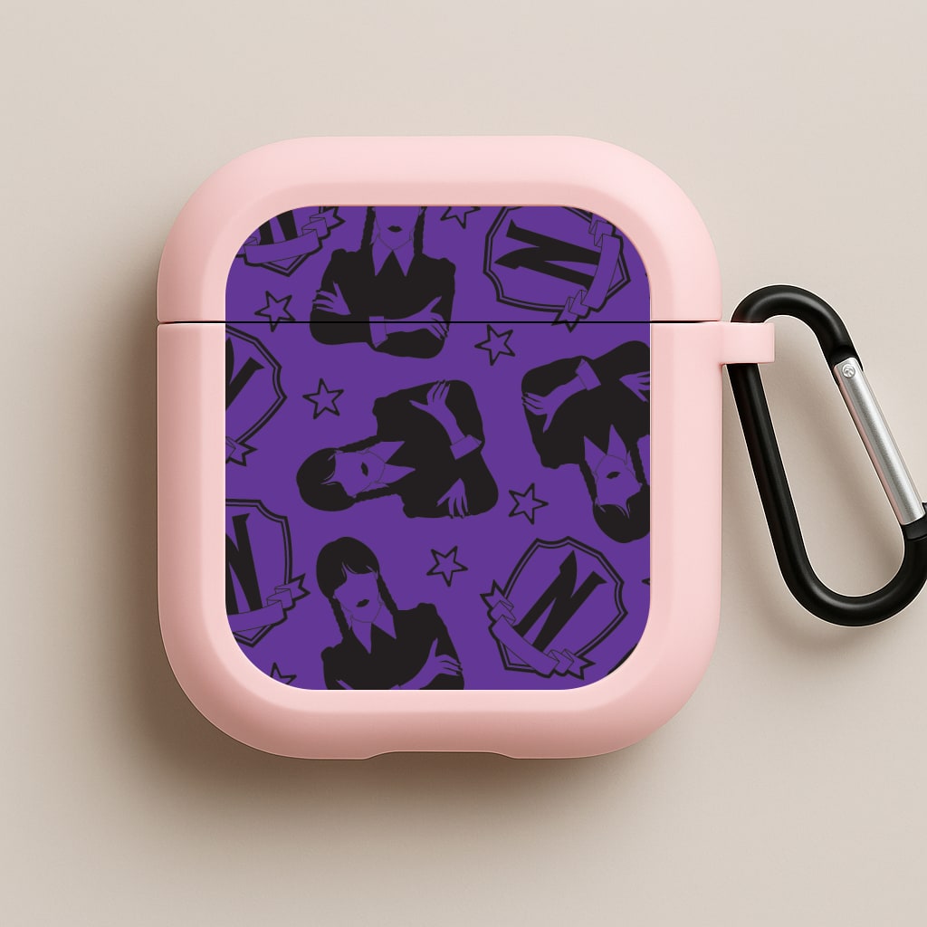 Wednesday Pattern Pink AirPods Case