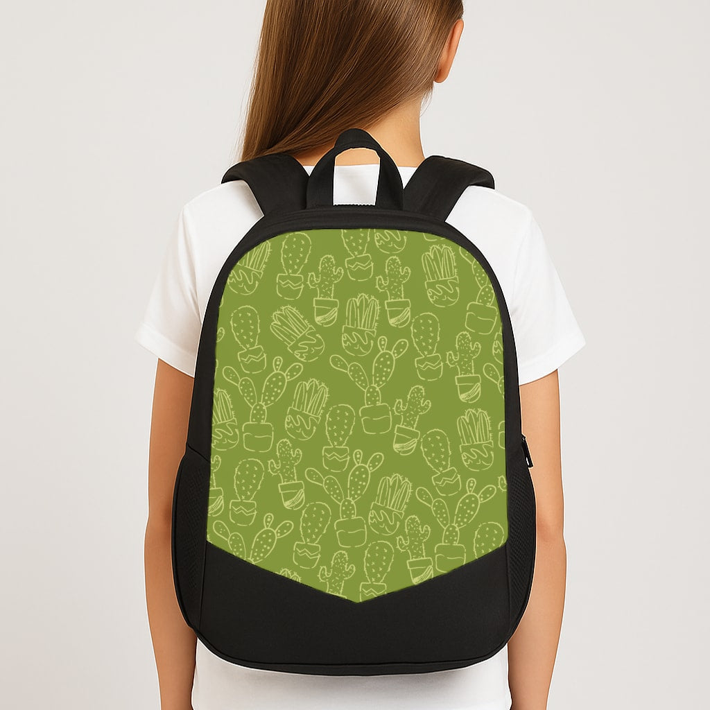 Green And Yellow Cacti - Western Large School Bag