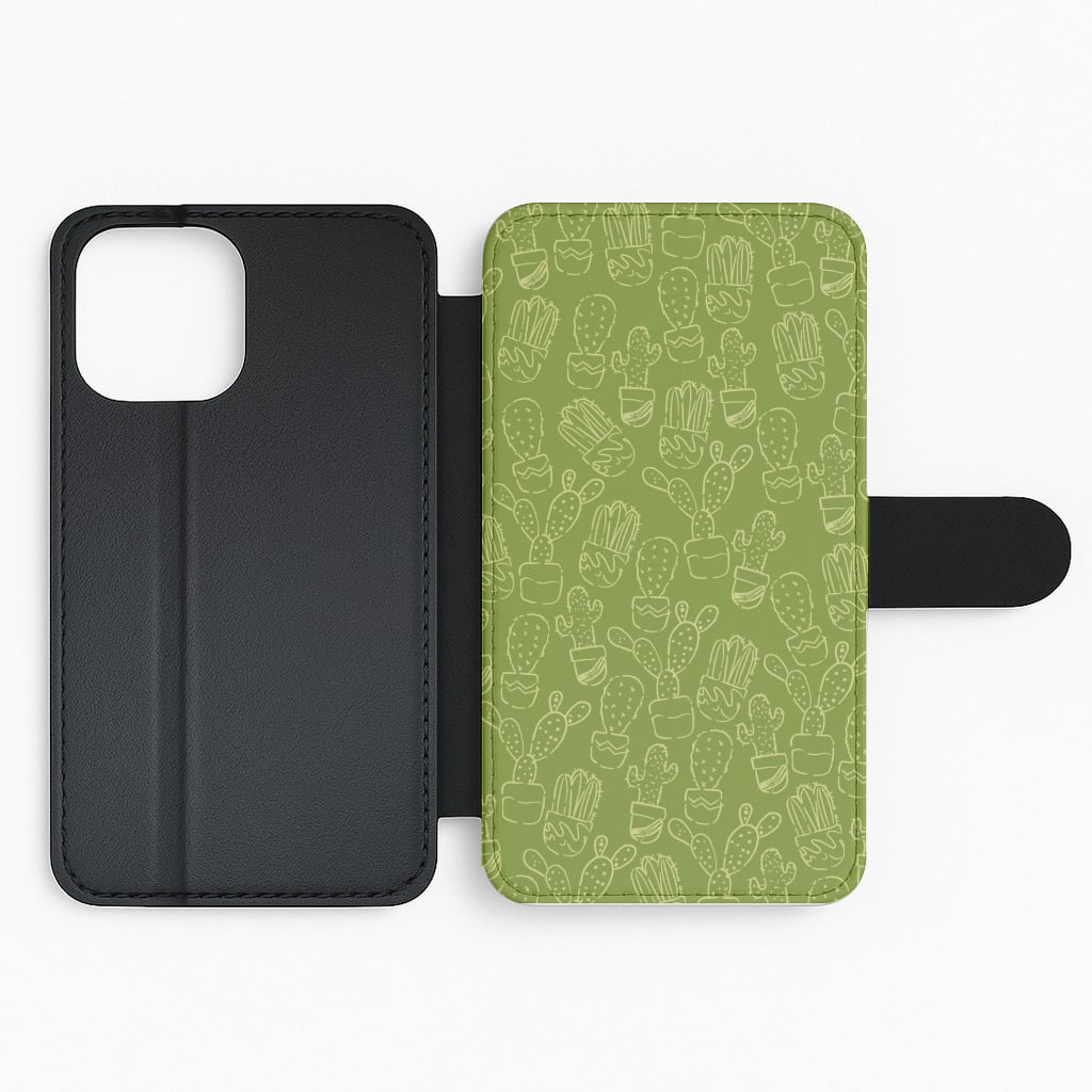 Green And Yellow Cacti - Western Flip Phone Case