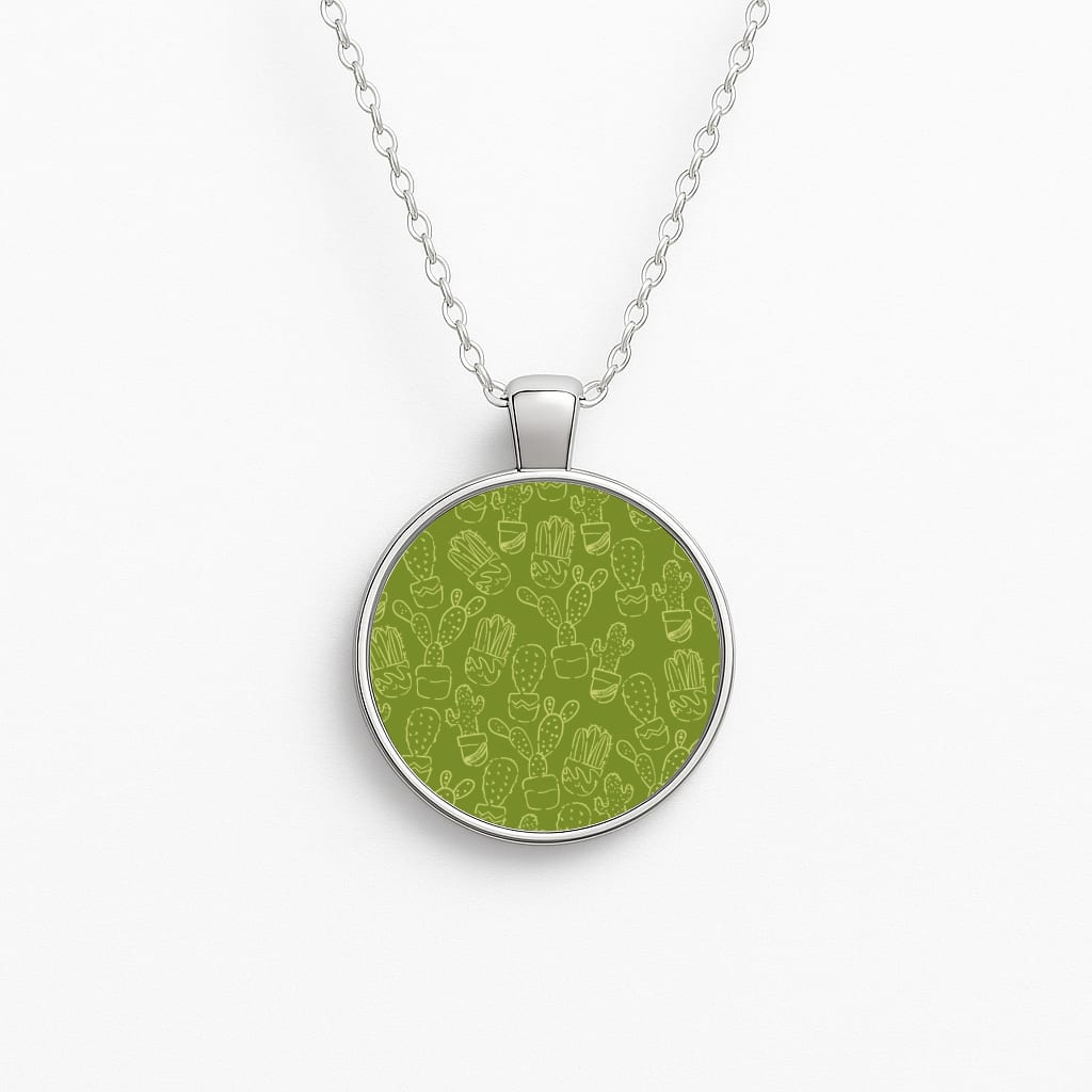 Green And Yellow Cacti - Western Circle Necklace