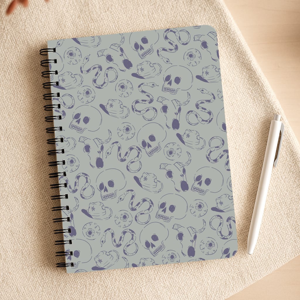Blue Snakes And Skulls - Western Notepad