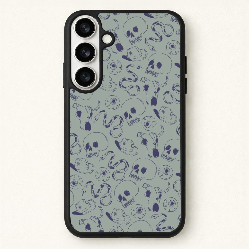 Blue Snakes And Skulls - Western Phone Case for Galaxy S26 Plus