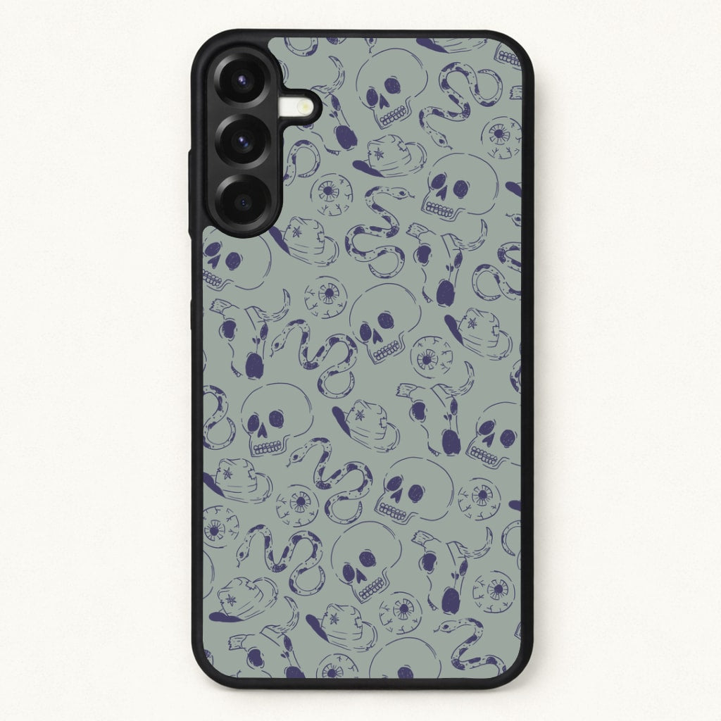 Blue Snakes And Skulls - Western Phone Case for Galaxy A37
