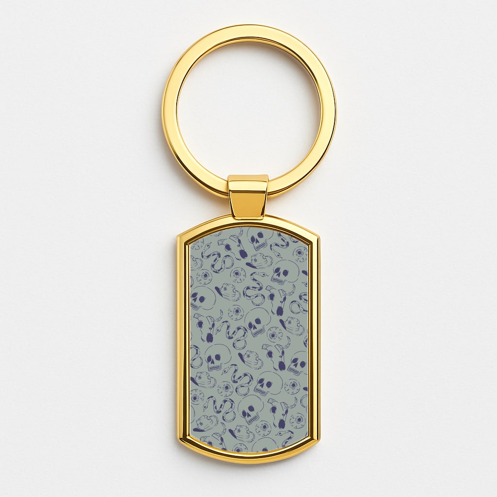 Blue Snakes And Skulls - Western Gold Keyring