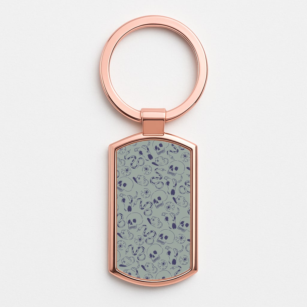 Blue Snakes And Skulls - Western Rose Gold Keyring