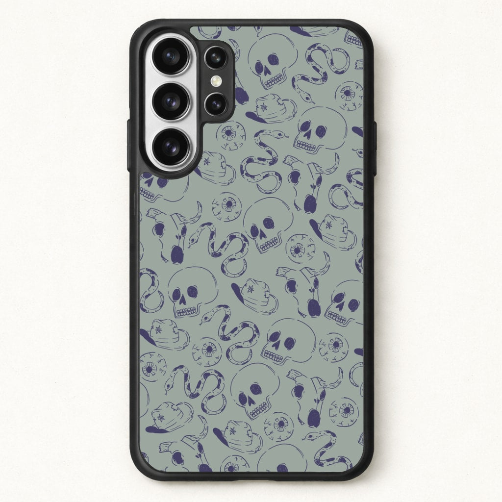 Blue Snakes And Skulls - Western Phone Case for Galaxy S26 Ultra