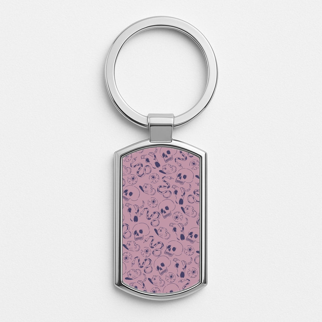 Purple Snakes And Skulls - Western Silver Keyring