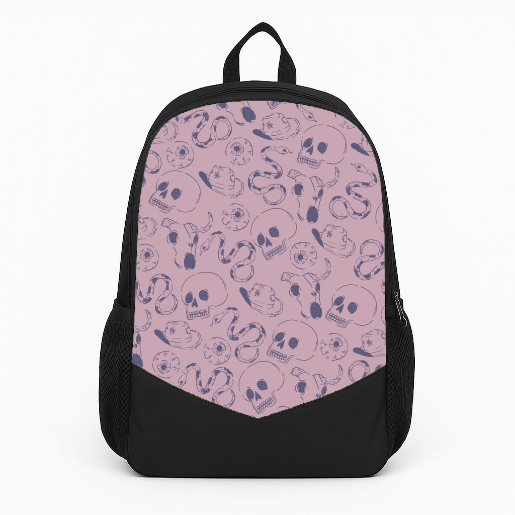 Purple Snakes And Skulls - Western Large Backpack
