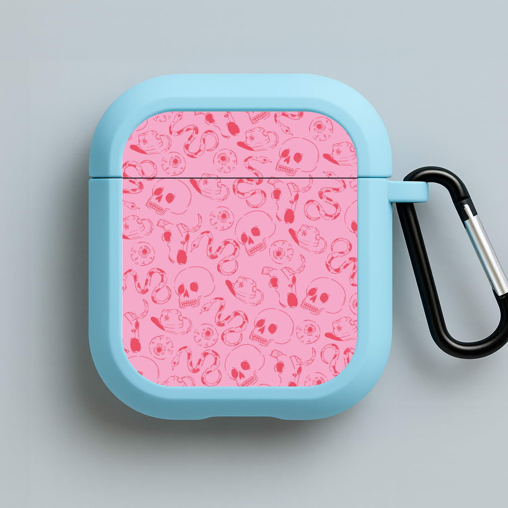 Pink Snakes And Skulls - Western Blue AirPods Case
