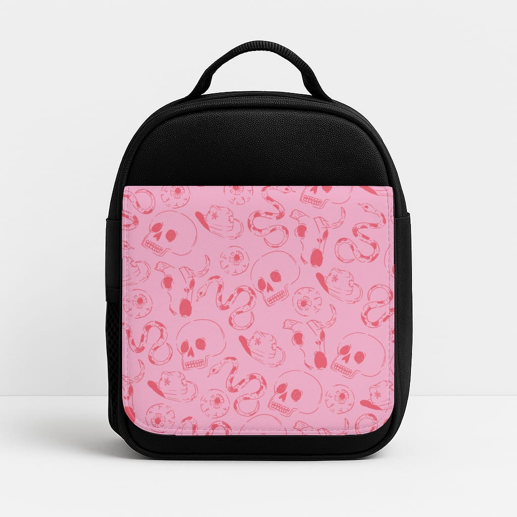 Pink Snakes And Skulls - Western  Lunchbox