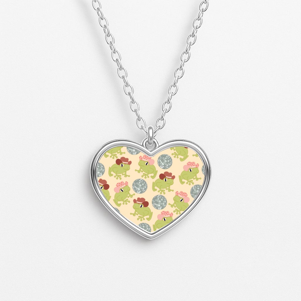 Frogs With Cowboy Hats - Western Heart Necklace