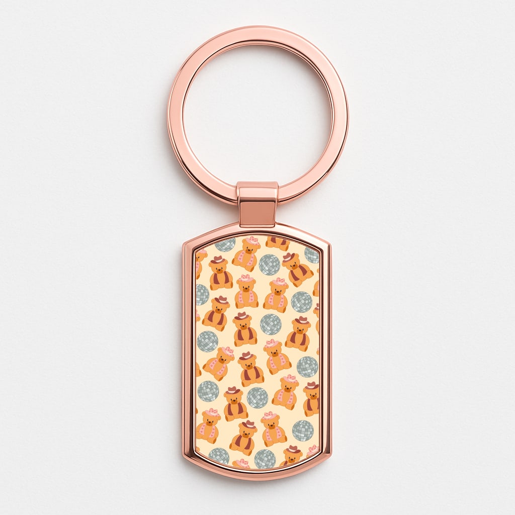 Bears With Cowboy Hats - Western Rose Gold Keyring