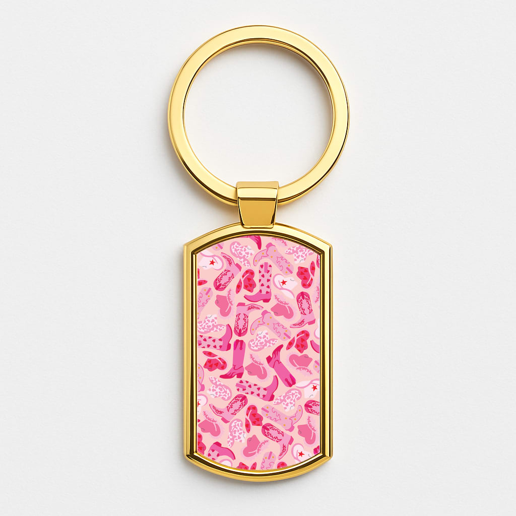 Cowboy Hats And Boots - Western Gold Keyring