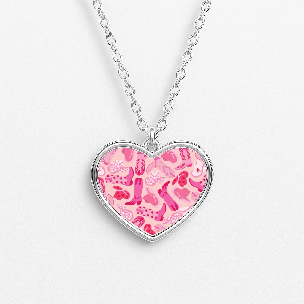 Cowboy Hats And Boots - Western Heart Necklace