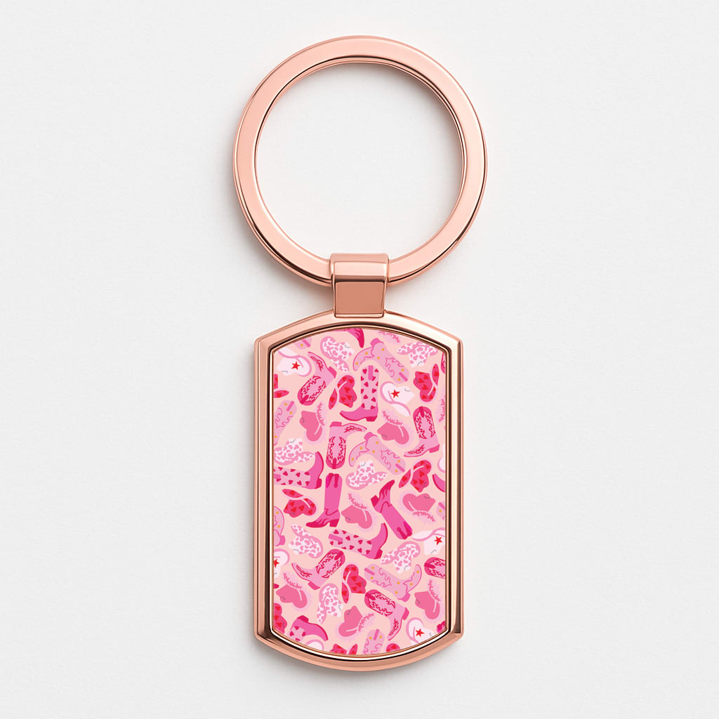 Cowboy Hats And Boots - Western Rose Gold Keyring
