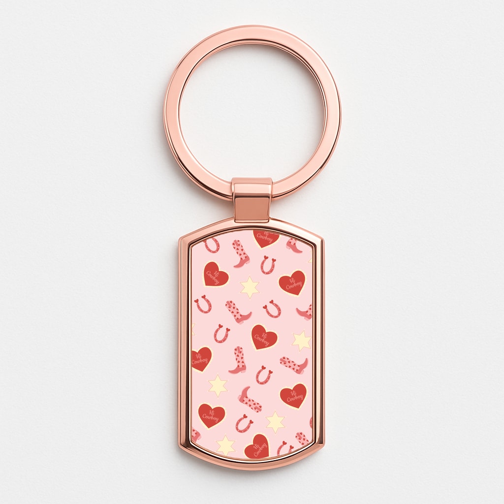Hi Cowboy - Western  Rose Gold Keyring