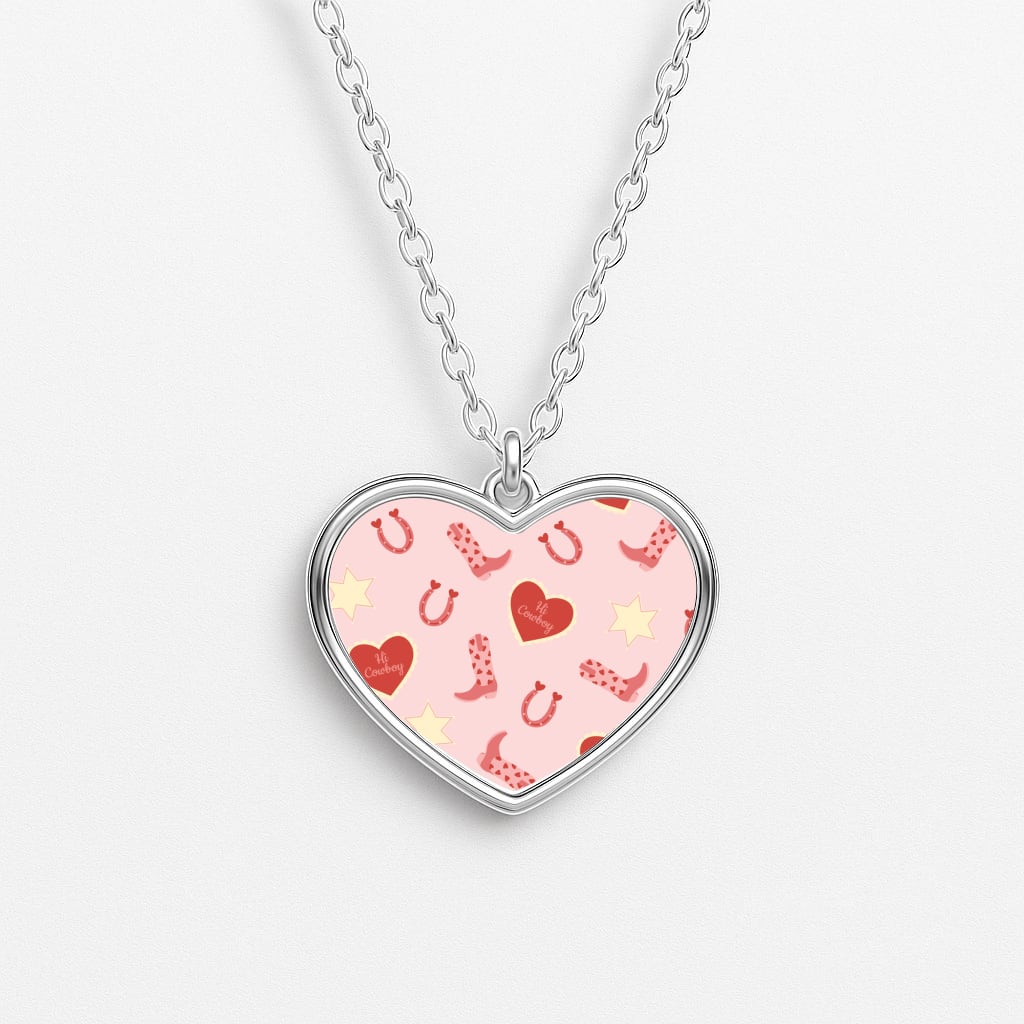 Hi Cowboy - Western  Heart Necklace