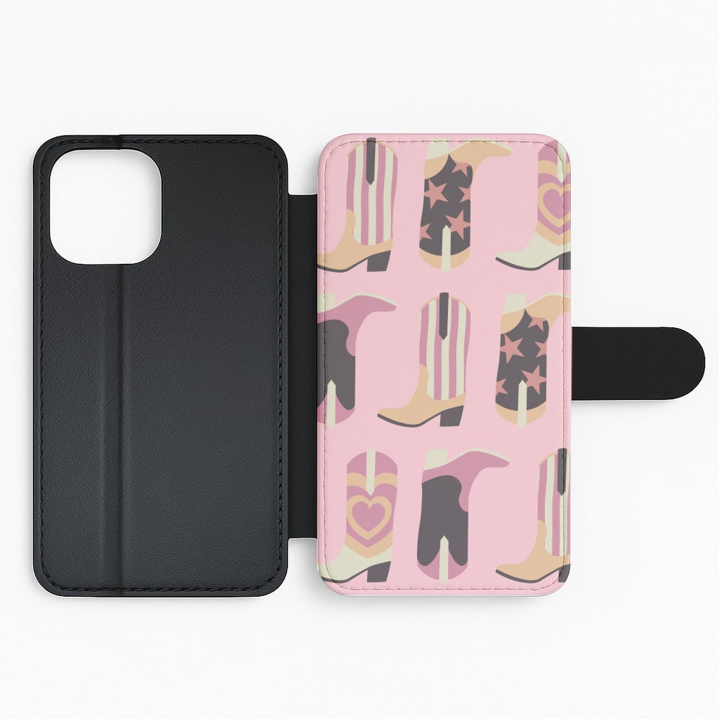 Dusty Pink Cowboy Boots Pattern Flip Phone Case