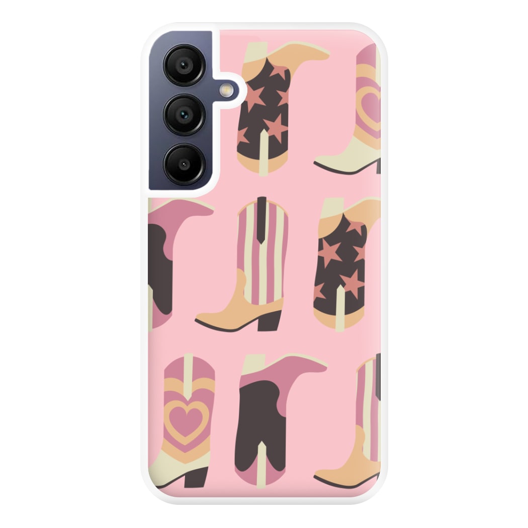 Dusty Pink Cowboy Boots Pattern Phone Case for Galaxy A16
