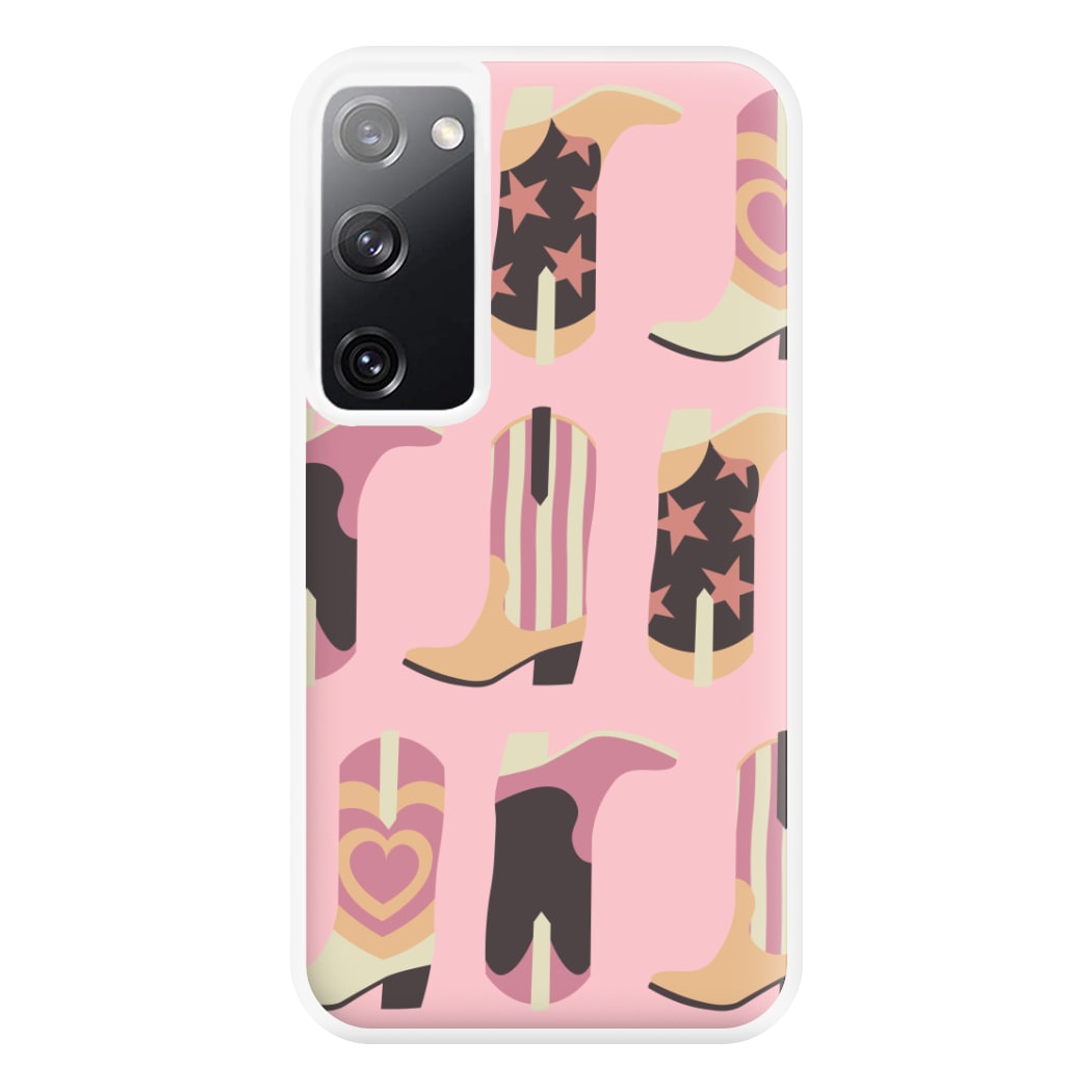 Dusty Pink Cowboy Boots Pattern Phone Case for Galaxy S20