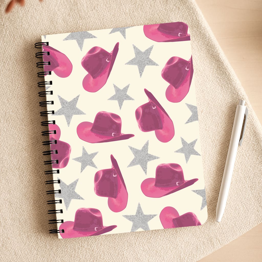 Pink Cowboy Hats And Stars Pattern Notepad