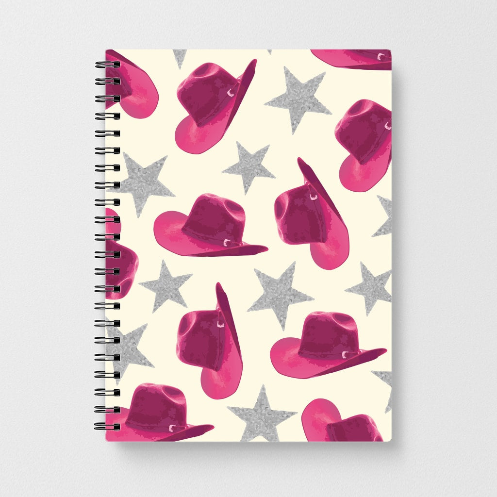 Pink Cowboy Hats And Stars Pattern Notebook