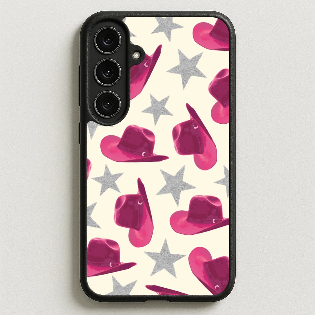 Pink Cowboy Hats And Stars Pattern Phone Case for Galaxy S25FE