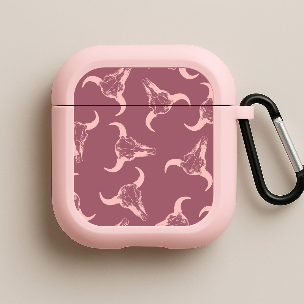 Pastel Skulls Pattern Pink AirPods Case