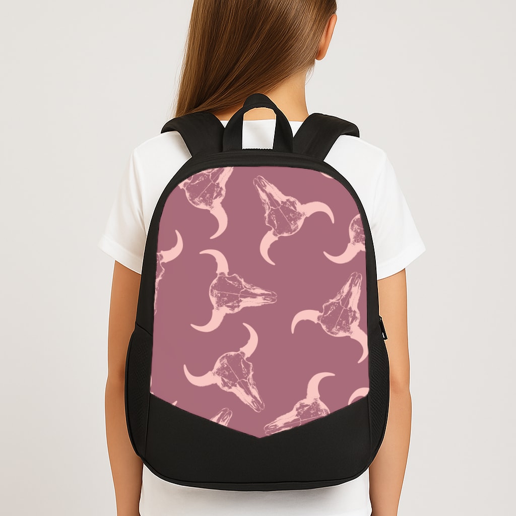 Pastel Skulls Pattern Large School Bag