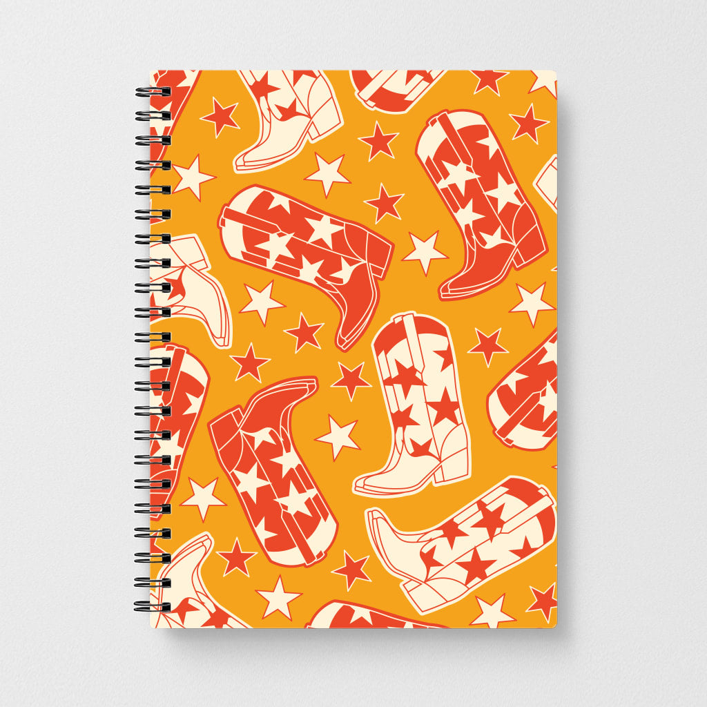 Cartoon Cowboy Boots And Stars Pattern Notebook